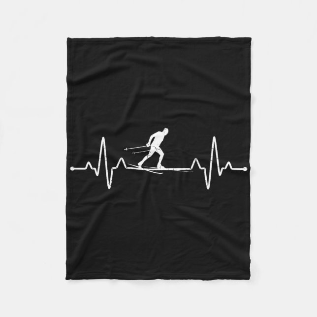 Heartbeat Cross Country Skiing Winter Sports Biath Fleece Blanket (Front)