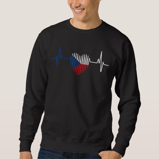 Heartbeat Czech Flag Czech Republic Sweatshirt (Front)
