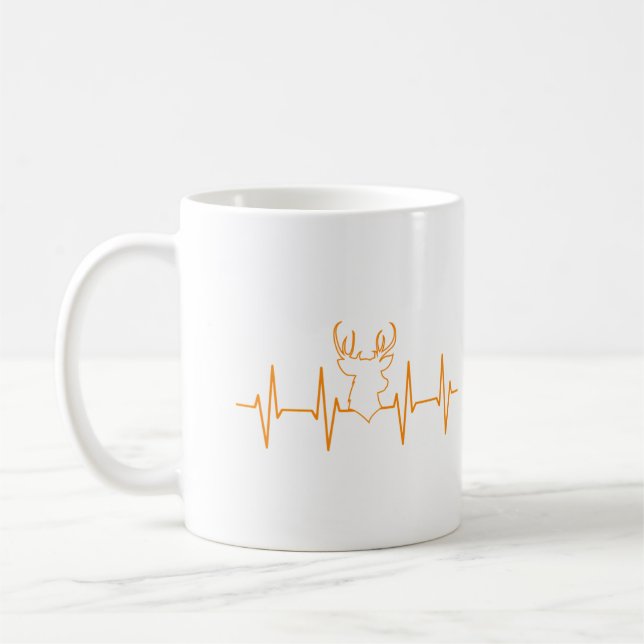 Heartbeat Deer Funny Deer Hunting For Hunter Coffee Mug (Left)