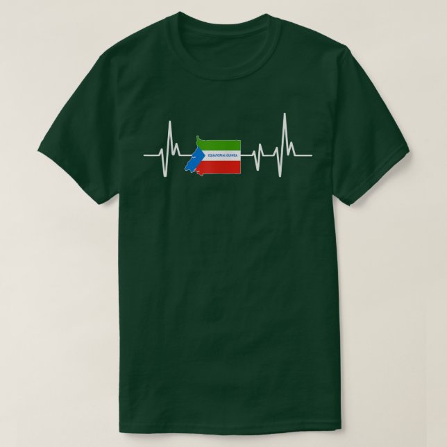 Heartbeat Design Equatorial Guinea Flag  T-Shirt (Design Front)