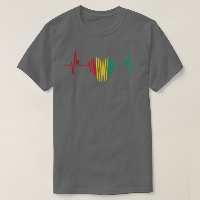 Heartbeat Design Guinea Flag  T-Shirt (Design Front)