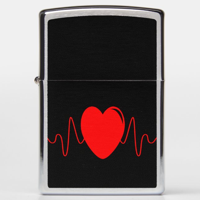 Heartbeat design zippo lighter (Front)