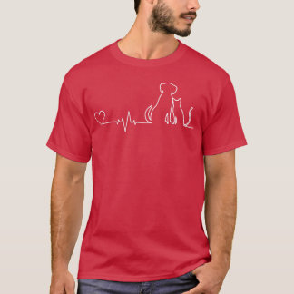 Heartbeat Dog and Cat Heart Dog Cat funny boy T-Shirt