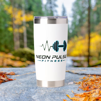 Heartbeat Dumbbell Modern Gym T-Shirt. Insulated Tumbler