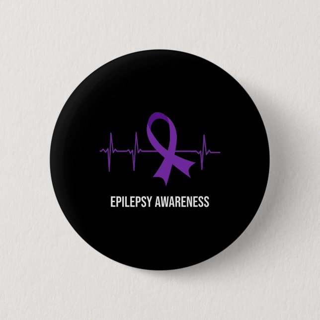 Heartbeat Ecg Design Epilepsy Awareness  Button (Front)