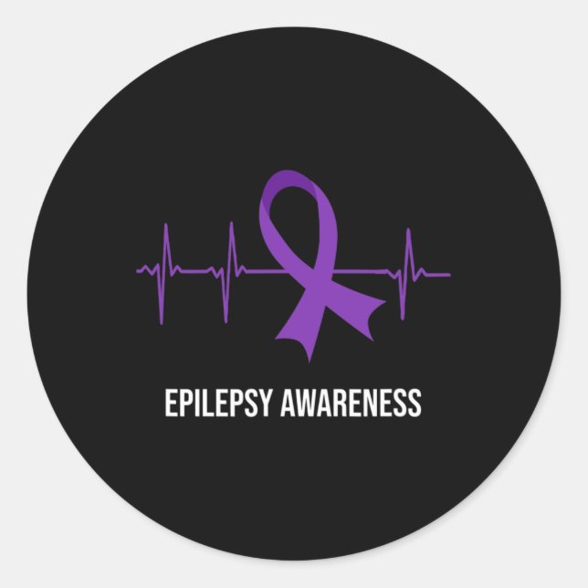 Heartbeat Ecg Design Epilepsy Awareness  Classic Round Sticker (Front)
