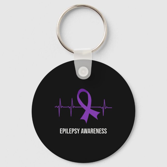 Heartbeat ECG Design Epilepsy Awareness  Keychain (Front)
