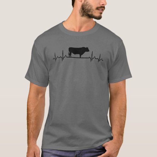 Heartbeat ECG Pulse _ Cow Wagyu Rancher T_Shirt
