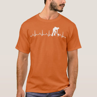 Heartbeat EKG Curling Sports Lover T-Shirt