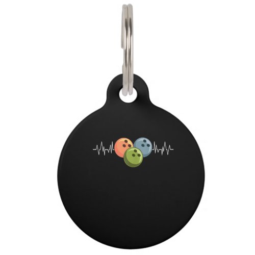 Heartbeat Ekg Heart Pin Bowler Bowling Pet ID Tag