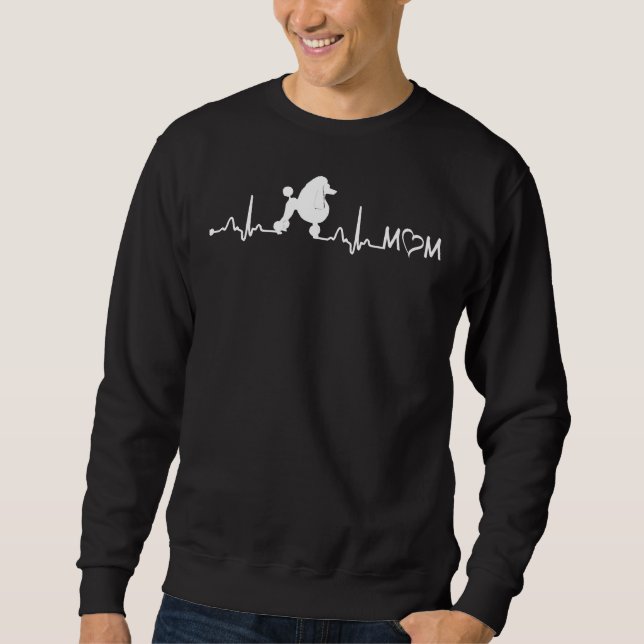 Heartbeat Ekg Poodle Continental Clip Mom Sweatshirt (Front)