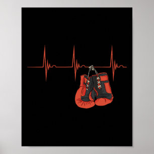 Heartbeat Ekg Pulse Boxing Gloves Kickboxing Mma B Poster