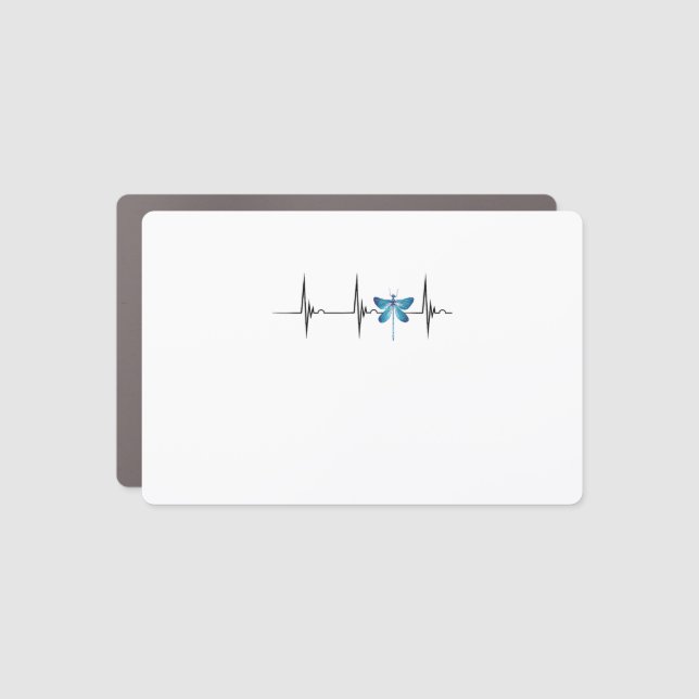 Heartbeat EKG Pulse Dragonflies Nature Insect Drag Car Magnet (Front)
