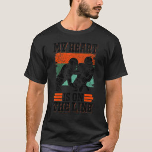 Heartbeat Ekg Pulse  My Heart Is On The Line Footb T-Shirt