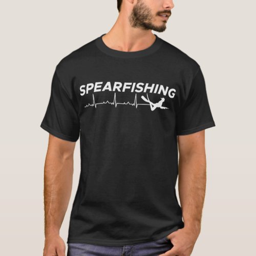 Heartbeat EKG Spearfishing Spearfisher Fishing T_Shirt
