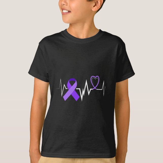 Heartbeat Epilepsy Ribbon Epilepsy Disorder Awaren T-Shirt (Front)