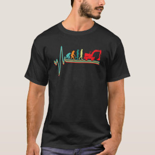 Heartbeat Excavator Evolution Digging Construction T-Shirt