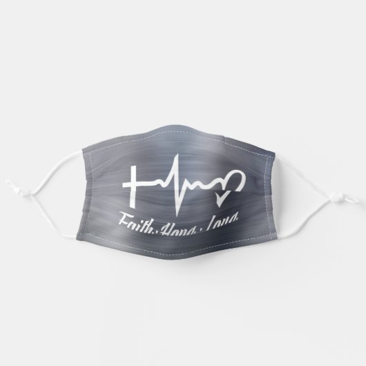 Heartbeat; Faith, Hope, Love Adult Cloth Face Mask (Front, Unfolded)