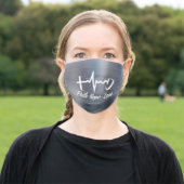 Heartbeat; Faith, Hope, Love Adult Cloth Face Mask (Outside)