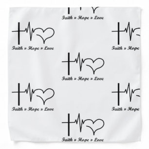 Heartbeat Faith Hope Love Christian and Catholic Bandana