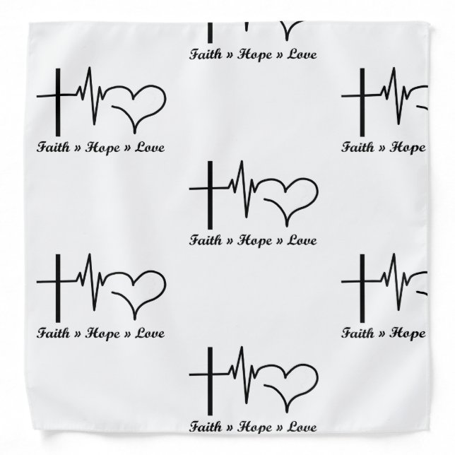 Heartbeat Faith Hope Love Christian and Catholic Bandana (Front)