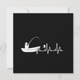 Heartbeat Fishing Rod Fisherman Fish Fisher Gift Invitation