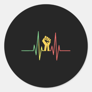 Heartbeat Fist Black History Month African America Classic Round Sticker