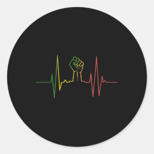 Heartbeat Fist Black History Month African America Classic Round Sticker