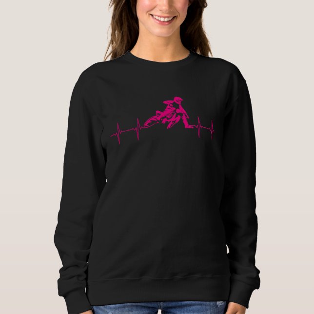 Heartbeat Flat Track Motorcycle  Cool Dirt Racer Sweatshirt (Front)