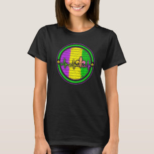 Heartbeat Fleur De Lis Mardi Gras New Orleans Bead T-Shirt
