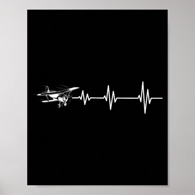 Heartbeat Flying Plane Pulse Line Retro Prop Aircr Poster (Front)