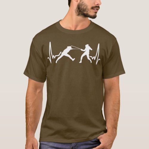 Heartbeat Funny Fencing Sports Fight For A Fencer  T_Shirt