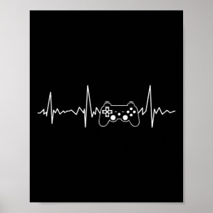 Heartbeat Funny Video Game Gift Boys Men Gamer Poster