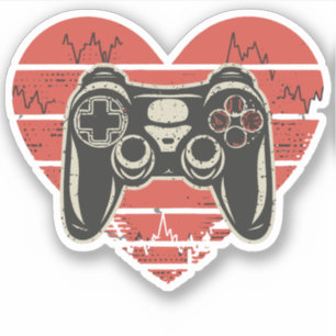 Heartbeat Gamer Video Games Vacation Valentine Day Sticker