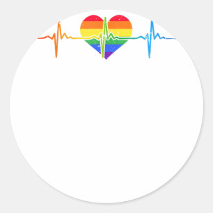 Heartbeat Gay LGBTQ Heartbeat Lovely Pride Lesbian Classic Round Sticker
