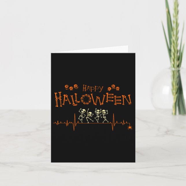 Heartbeat Happy Halloween Doctor Nurse  Card (Front)