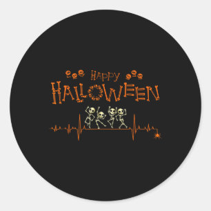 Heartbeat Happy Halloween Doctor Nurse Classic Round Sticker