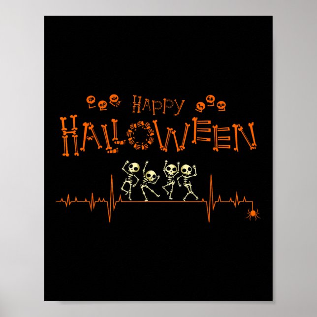 Heartbeat Happy Halloween Doctor Nurse  Poster (Front)