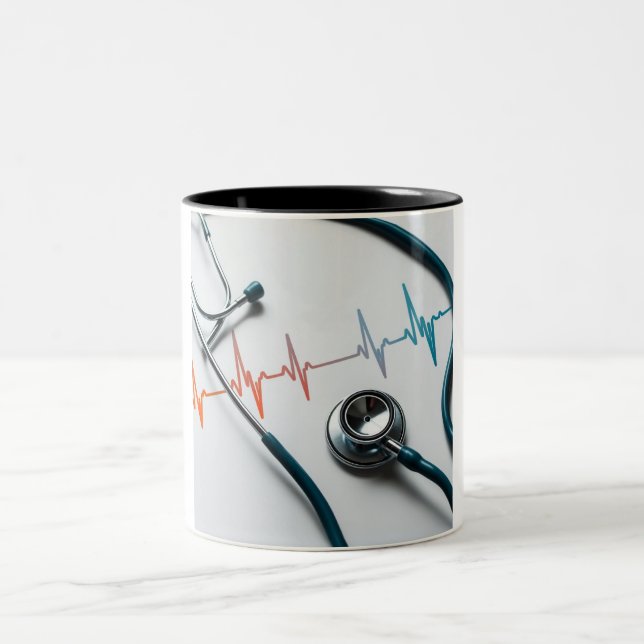 Heartbeat Harmony: Stethoscope with Human Mug (Center)