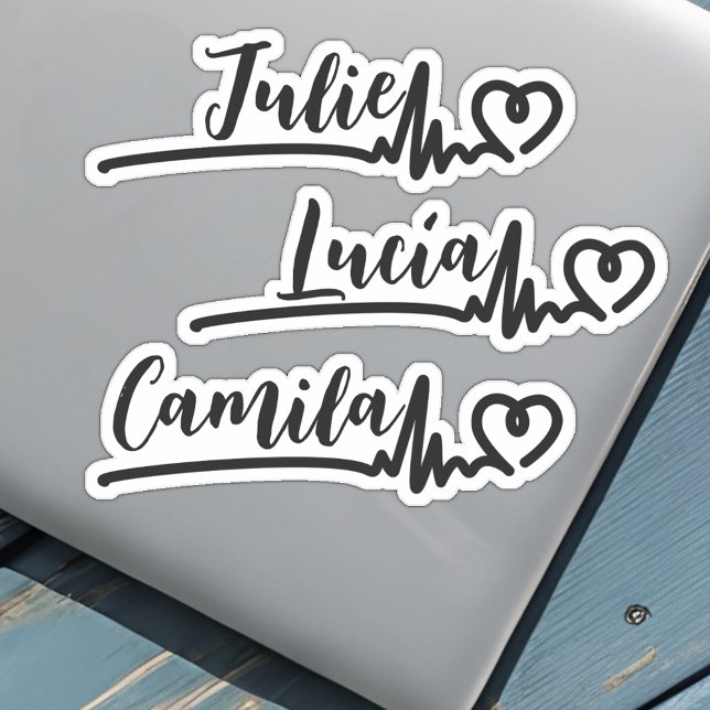 Heartbeat Heart Beat 3 Names Cool Custom Name Sticker (Creator Uploaded)