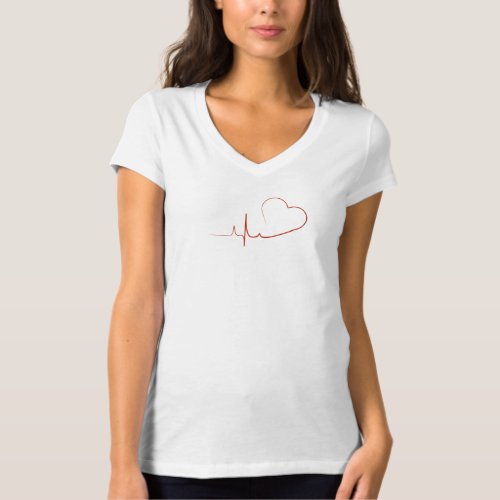 Heartbeat Heart BellaCanvas Jersey V_Neck T_Shirt
