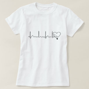 Heartbeat Heart Rate Nurse Doctor Stethoscope T-Shirt