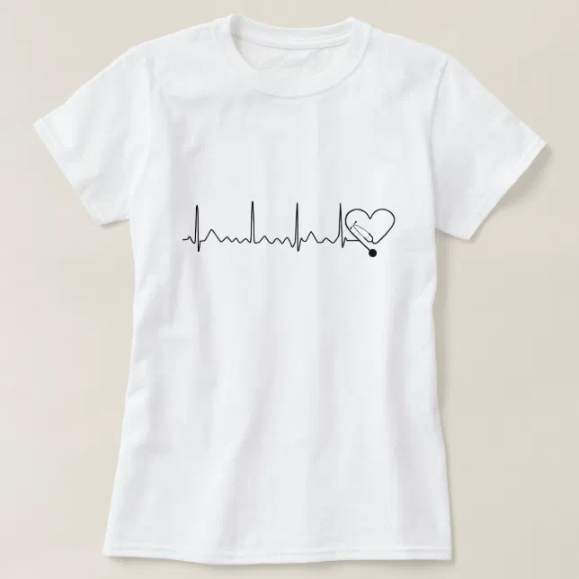 Heartbeat Heart Rate Nurse Doctor Stethoscope T-Shirt | Zazzle