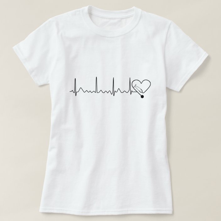 Heartbeat Heart Rate Nurse Doctor Stethoscope T-shirt 