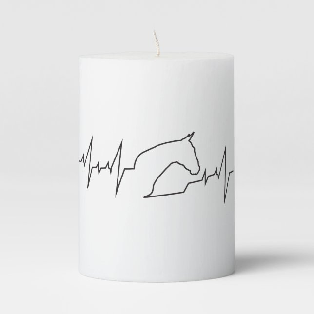 Heartbeat Horse Pillar Candle (Front)