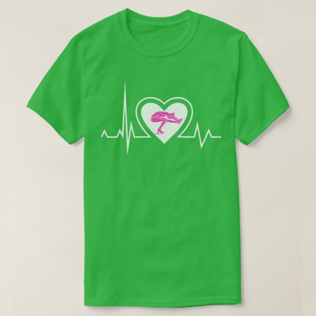 Heartbeat Ice Skating Figure Skater T-Shirt (Design Front)