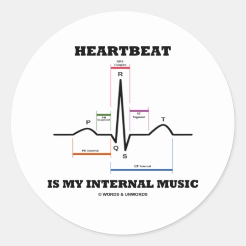 Heartbeat Is My Internal Music ECGEKG Classic Round Sticker