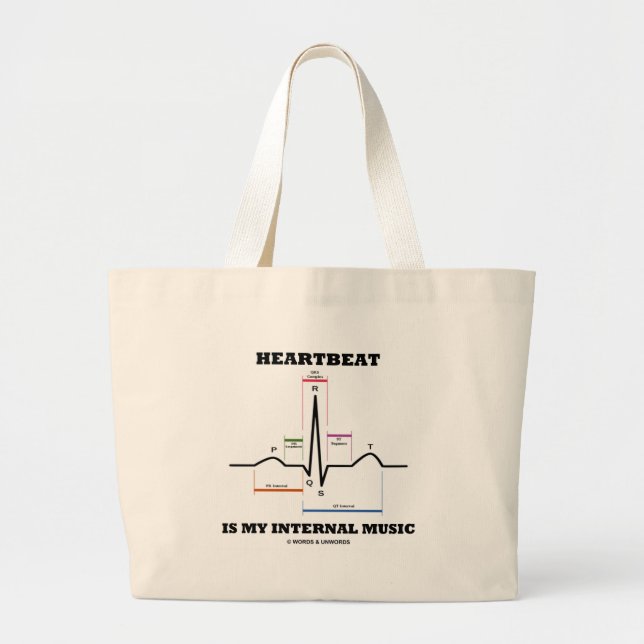 Heartbeat Is My Internal Music (ECG/EKG) Large Tote Bag (Front)