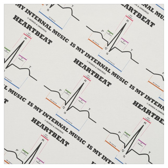 Heartbeat Is My Internal Music EKG Sinus Rhythm Fabric (Swatch)