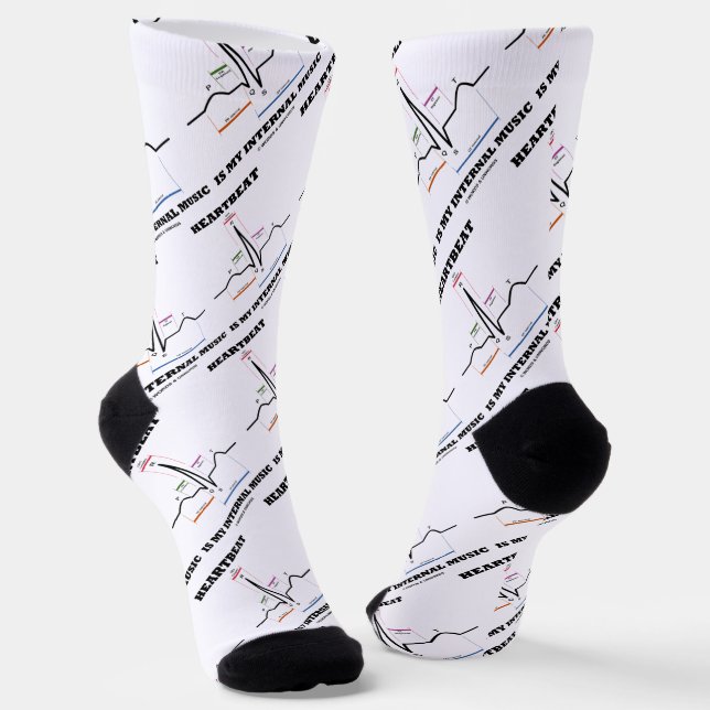 Heartbeat Is My Internal Music EKG Sinus Rhythm Socks (Angled)